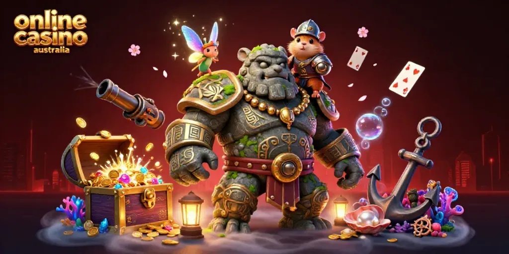 Engage with the vibrant online casino australia world in this energetic 3D scene.