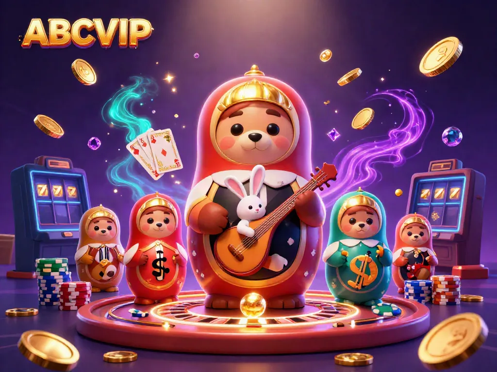 Experience the excitement of ABCVIP with playful 3D characters and dynamic casino elements.