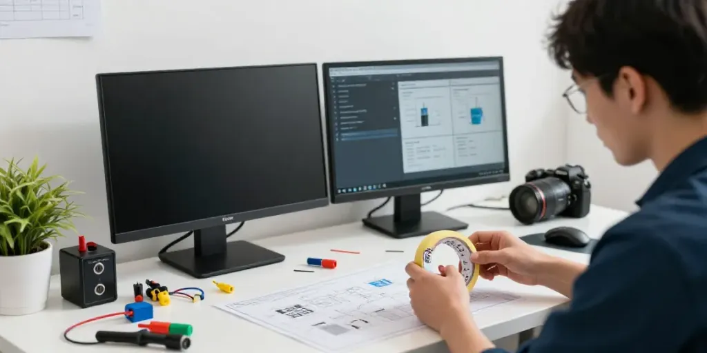 Link Super33 electrical tape tested by technician in a modern workspace