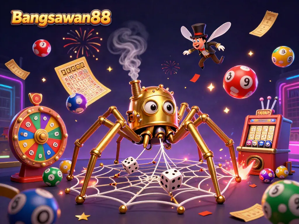 Experience the excitement of Bangsawan88 with a vibrant steampunk casino scene featuring games and fun!