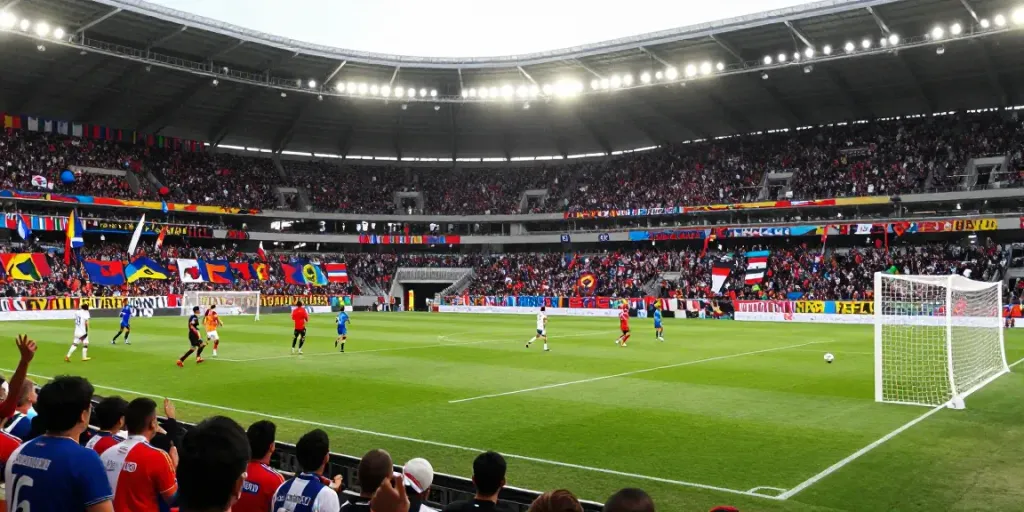 Exciting football match atmosphere with fans cheering and players in action, highlighting the vibrant sport scene of ผลบอล.