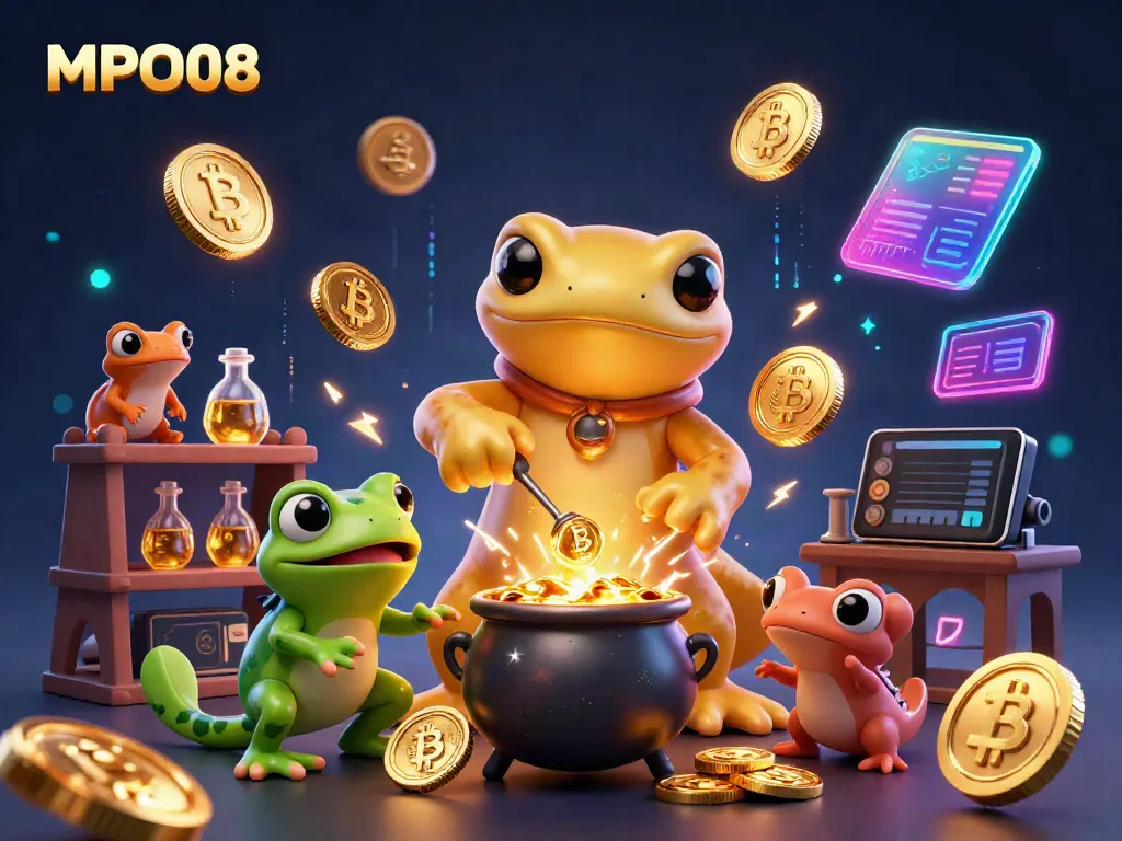 MPO08’s magical alchemist scene extracting gold in a thrilling online casino adventure.
