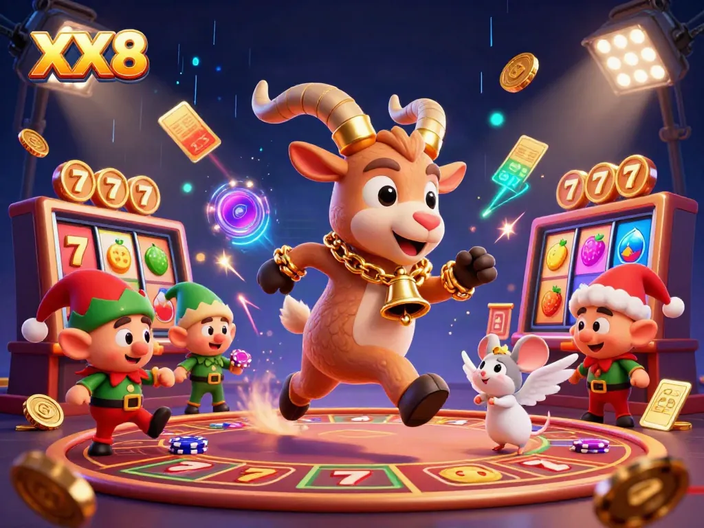 Experience the thrill of XX8 in a vibrant casino scene with animated characters and jackpot excitement.