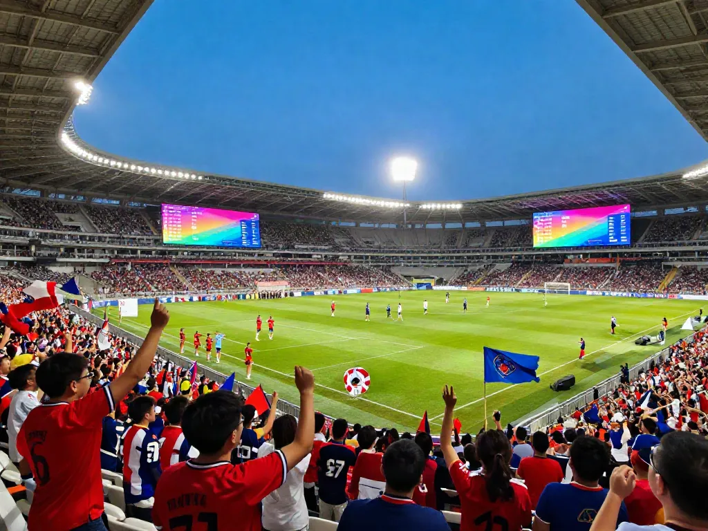 Exciting matchday atmosphere featuring TOP10สนาม with cheering fans and active players.